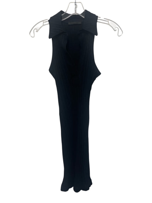Helmut Lang Size S Black Cotton Sleeveless Ribbed Collared Dress Black / S