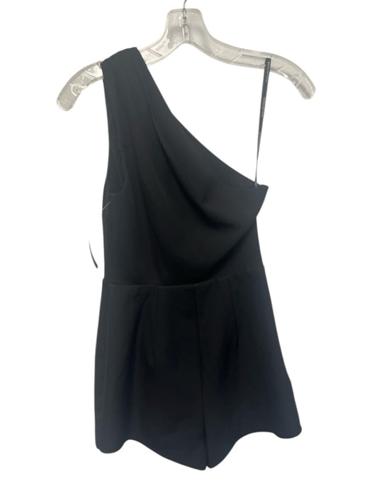 Lovers + Friends Size XS Black Polyester One Shoulder Pleated Romper Black / XS