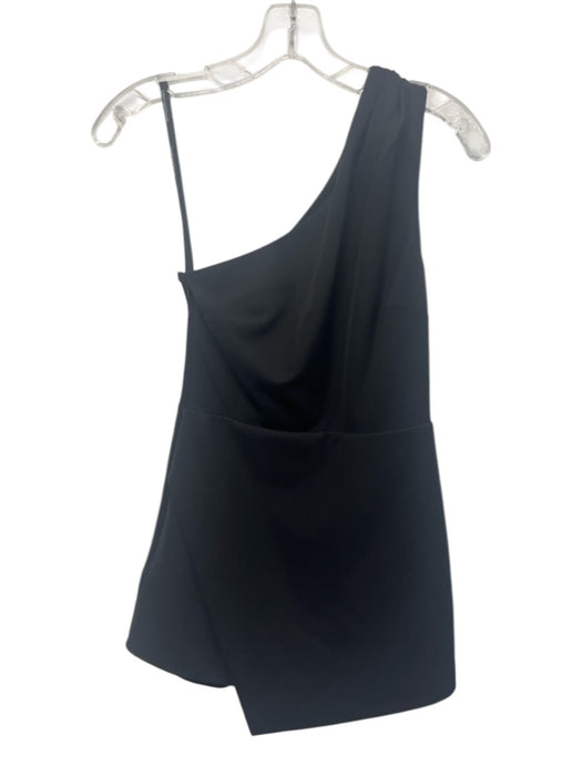 Lovers + Friends Size XS Black Polyester One Shoulder Pleated Romper Black / XS