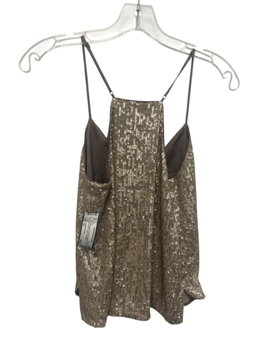 Jonathan Simkhai Size XS Champagne Polyester Spaghetti Straps Sequined Top Champagne / XS