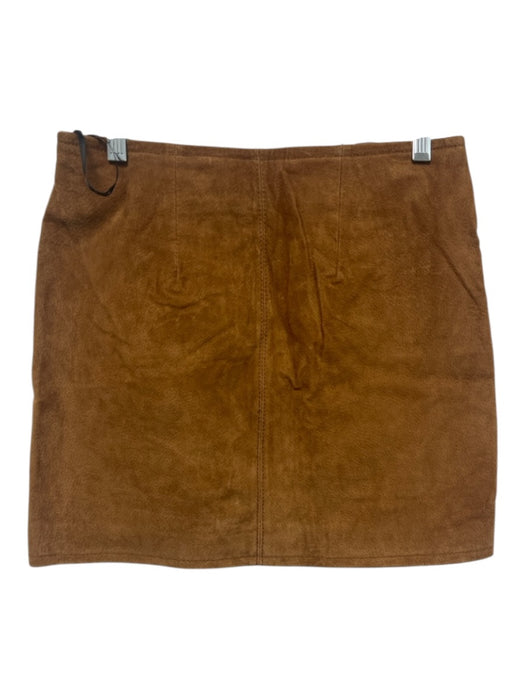 BlankNYC Size 25 Brown Leather Suede Front Pockets Front Zip Mini Skirt Brown / 25