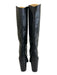 Schutz Shoe Size 7 Black Leather Croc Embossed Stacked Block Heel Boots Black / 7