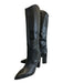 Schutz Shoe Size 7 Black Leather Croc Embossed Stacked Block Heel Boots Black / 7