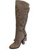 Gianni Bini Shoe Size 7 Taupe Leather Block Heel Side Zip Over the Knee Boots Taupe / 7
