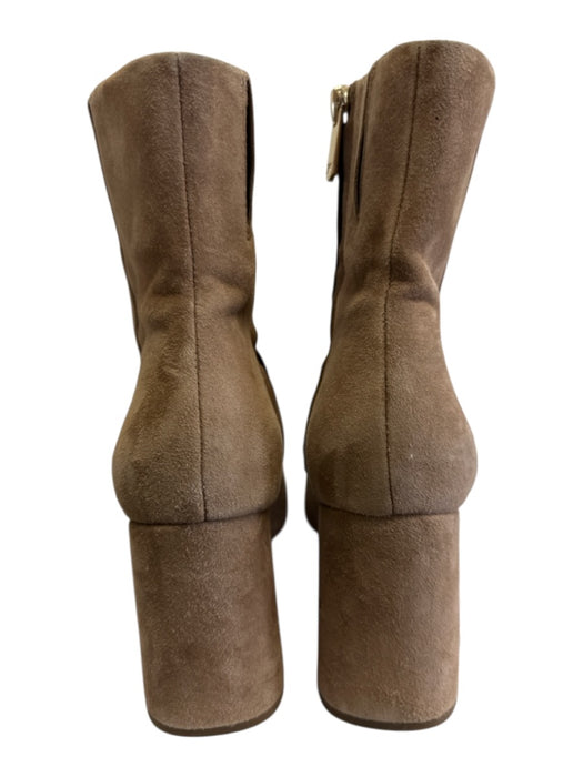 Sam Edelman Shoe Size 7 Taupe Beige Leather Block Heel Side Zip Booties Taupe Beige / 7