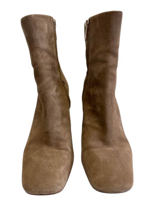 Sam Edelman Shoe Size 7 Taupe Beige Leather Block Heel Side Zip Booties Taupe Beige / 7