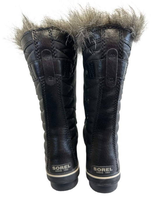 Sorel Shoe Size 7 Black Leather Faux Fur Trim Boots Black / 7