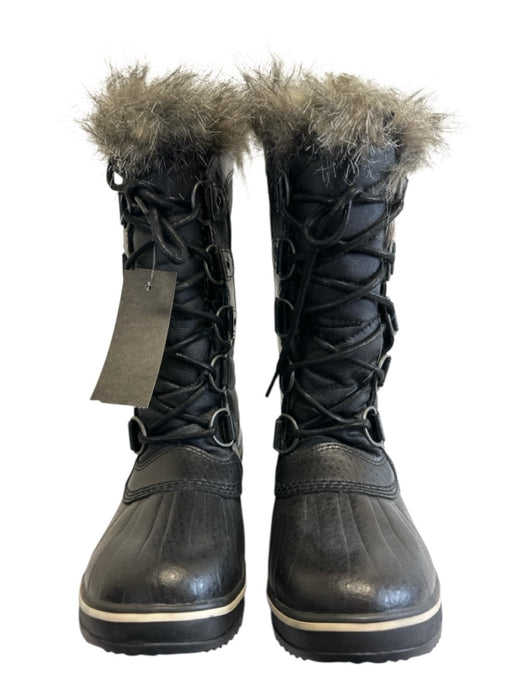 Sorel Shoe Size 7 Black Leather Faux Fur Trim Boots Black / 7
