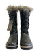 Sorel Shoe Size 7 Black Leather Faux Fur Trim Boots Black / 7