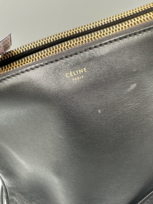 Celine Black Leather Zip Top Multi attachment Gold Hardware Dust Bag Incl. Bag