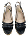 Prada Shoe Size 39 Black & Tan Patent Leather Raffia Platform Slingback Pumps Black & Tan / 39
