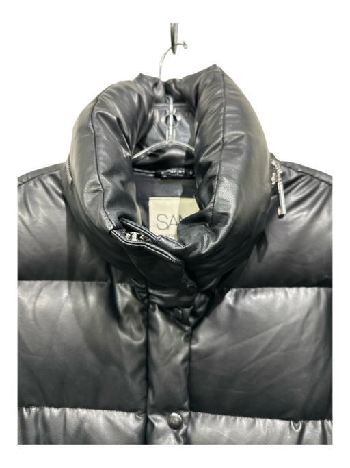 SAM. Size M Black Vegan Leather Down Fill Puffer Collar Jacket Black / M