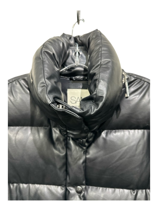 SAM. Size M Black Vegan Leather Down Fill Puffer Collar Jacket Black / M