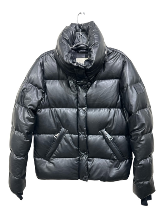 SAM. Size M Black Vegan Leather Down Fill Puffer Collar Jacket Black / M