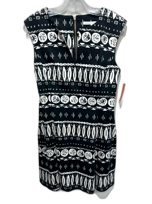 Veronica Beard Size 6 Black & Cream Cotton Blend Abstract Geometric Mini Dress Black & Cream / 6