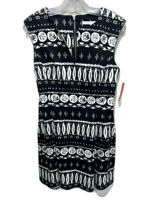 Veronica Beard Size 6 Black & Cream Cotton Blend Abstract Geometric Mini Dress Black & Cream / 6