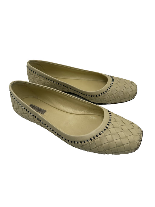 Bottega Veneta Shoe Size 35 Cream Leather Woven Square Toe Flats Cream / 35