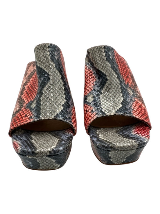 Jeffrey Campbell Shoe Size 6 Pink, Orange, Blue Leather Upper Square Toe Sandals Pink, Orange, Blue / 6