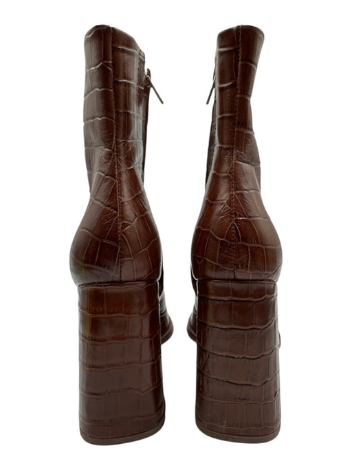 Dolce Vita Shoe Size 6.5 Brown Leather Upper Square Toe Croc Embossed Boots Brown / 6.5