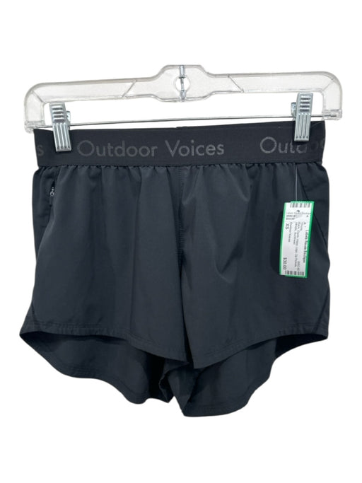 Outdoor Voices Size XS Black Elastic Waist Logo Zip Pockets Athletic Shorts Black / XS