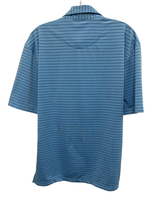 Masters Size M Blue & Black Synthetic Striped Polo Men's Short Sleeve Blue & Black / M