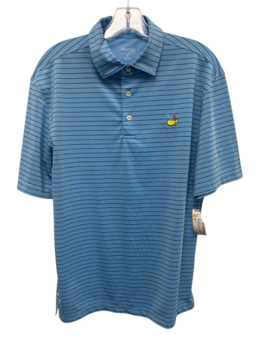 Masters Size M Blue & Black Synthetic Striped Polo Men's Short Sleeve Blue & Black / M