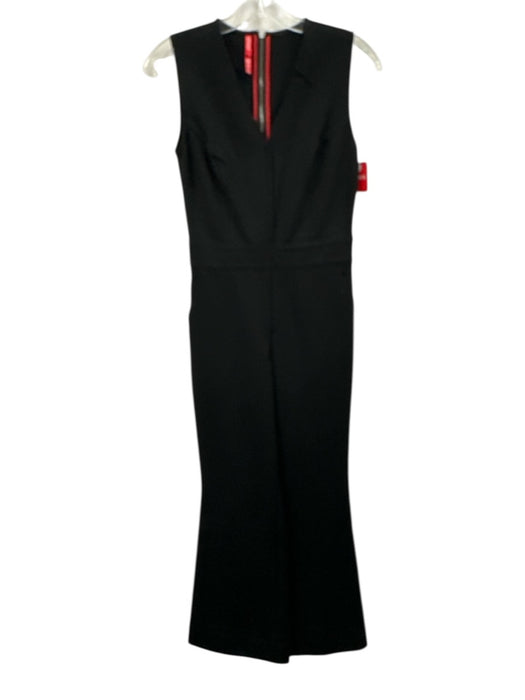 Spanx Size XSP Black Rayon Blend Sleeveless Back Zip Flare Jumpsuit Black / XSP