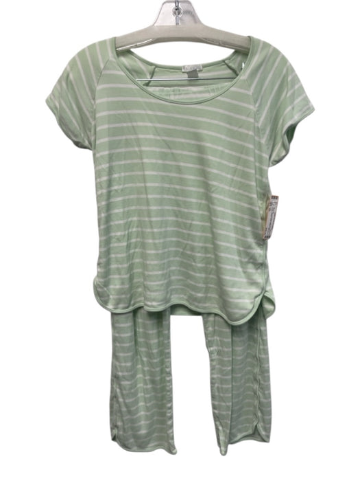 Lake Size XS Light Green Cotton Elastic Waist Striped Cap Sleeve Pant Set Light Green / XS