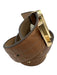 Michael Michael Kors Tan & Gold Leather Studded Quilted Logo Buckle Belts Tan & Gold / M