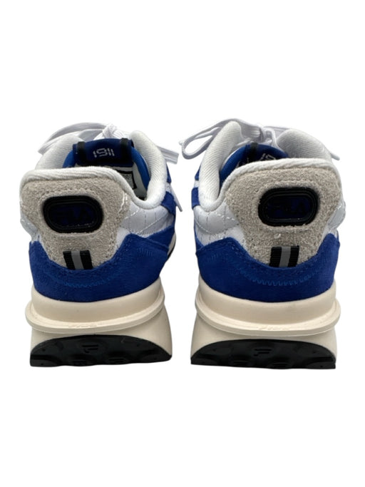 Fila Shoe Size 11 White & Blue Leather & Suede Perforated Color Block Sneakers White & Blue / 11