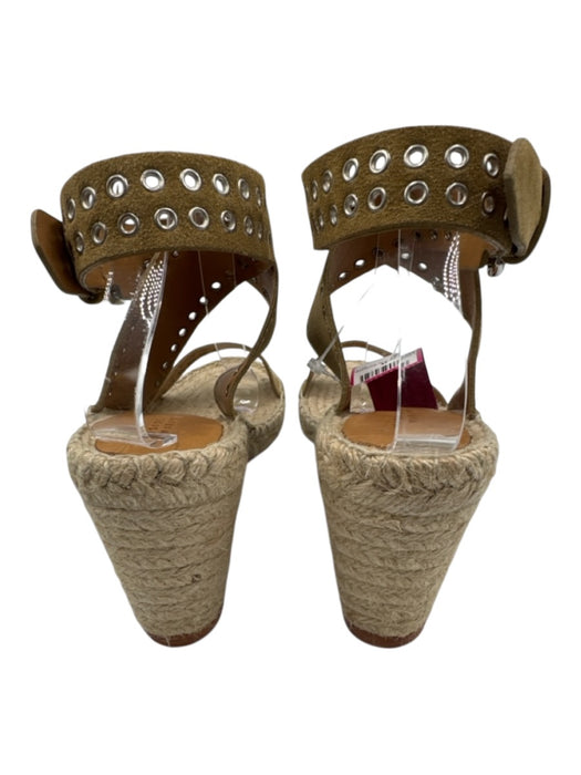Isabel Marant Shoe Size 40 Brown & Beige Suede & Raffia Grommets Sandal Wedges Brown & Beige / 40