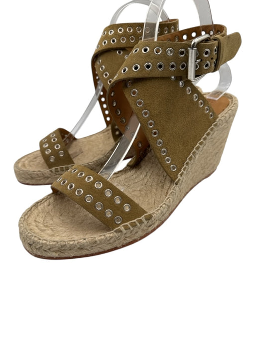 Isabel Marant Shoe Size 40 Brown & Beige Suede & Raffia Grommets Sandal Wedges Brown & Beige / 40