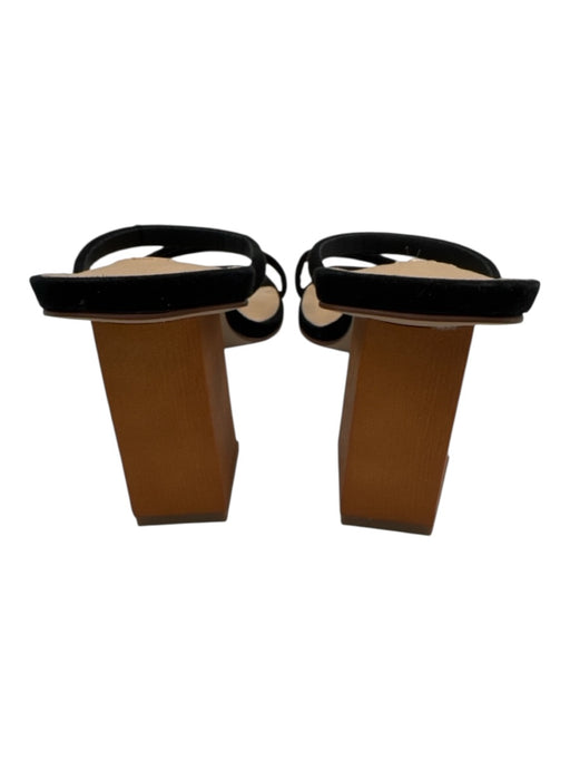 Steve Madden Shoe Size 11 Black & Beige Fabric Two Strap Mule Wood Heel Sandals Black & Beige / 11