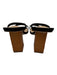 Steve Madden Shoe Size 11 Black & Beige Fabric Two Strap Mule Wood Heel Sandals Black & Beige / 11