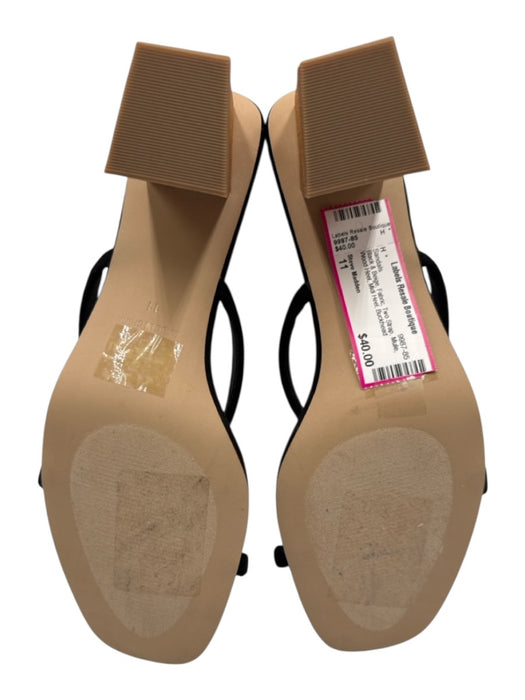 Steve Madden Shoe Size 11 Black & Beige Fabric Two Strap Mule Wood Heel Sandals Black & Beige / 11