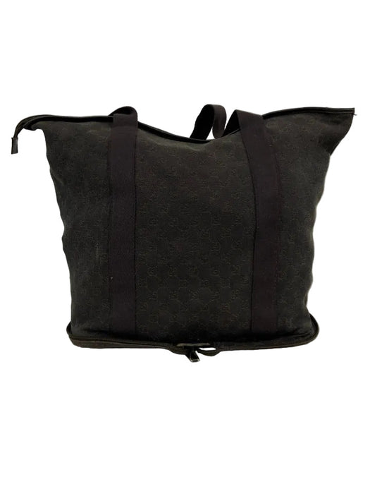 Gucci Dark Brown Cotton Canvas Guccissima Zip Top Two Handle Tote Bag