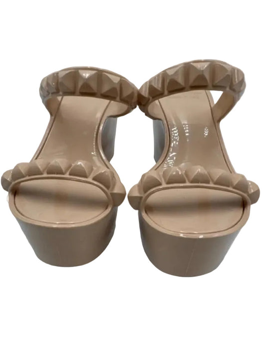 Carmen Sol Shoe Size 8 Beige Rubber Rockstud 2 Strap Mule Platform Wedges