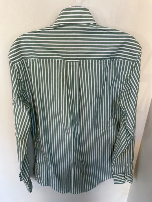 Cotton Brothers Size S Green & White Cotton Striped Button Down Men's Shirt