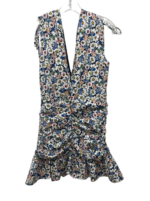 Veronica Beard Size 4 BLack, White, Blue Cotton Sleeveless Floral Print Dress