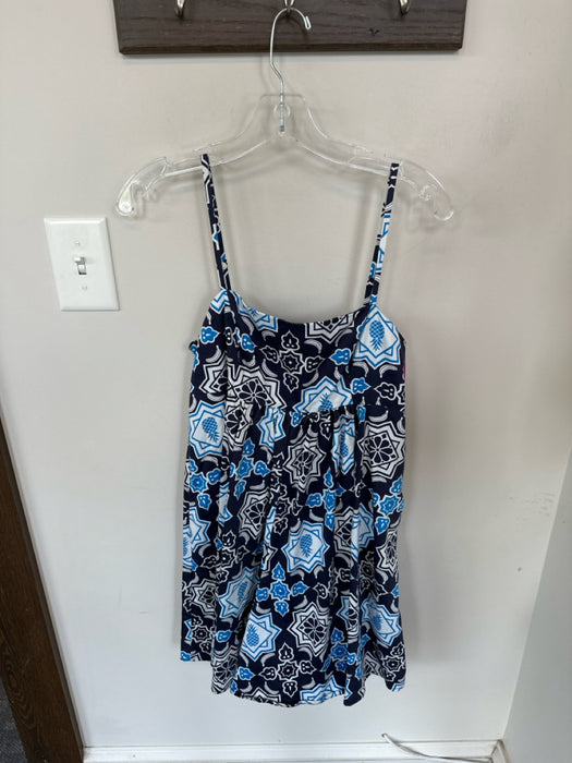 Hutch Size XS Navy & white Cotton Spaghetti Strap Pineapple Side Zip Dress