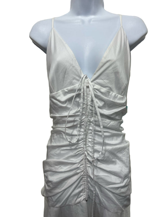 Veronica Beard Size 16 white & tan Cotton Spaghetti Strap Empire Waist Dress