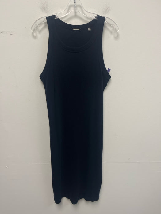 Elie Tahari Size Large Navy Blue Cotton Blend Sleeveless Ribbed Below Knee Dress