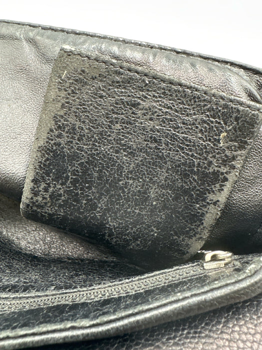 Chanel Black & Silver Caviar Leather Quilted Detail Chain Strap Shoulder Bag Bag