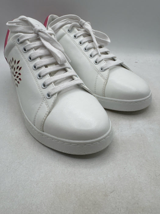 Mulberry Shoe Size 40 White & Pink Leather Color Block Lace Up Low Top Sneakers