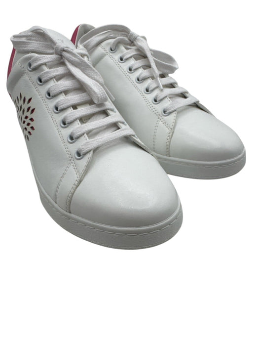 Mulberry Shoe Size 40 White & Pink Leather Color Block Lace Up Low Top Sneakers