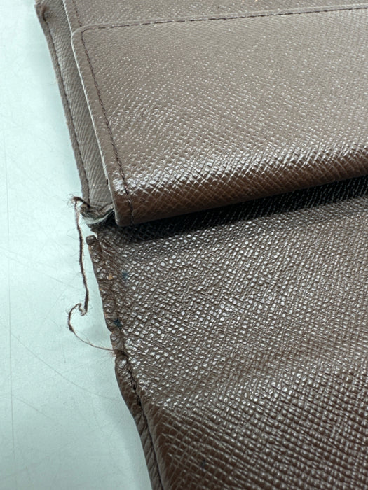 Louis Vuitton Brown Coated Canvas Damier Ebene Snap Closure Multi pocket Wallets