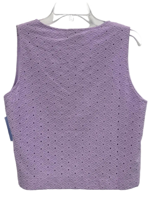 Tuckernuck Size L Purple Cotton Sleeveless Cut Outs V Neck Top