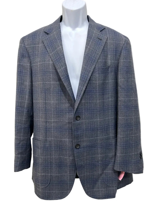 Canali Blue & Gray Wool Plaid 2 Button Men's Blazer