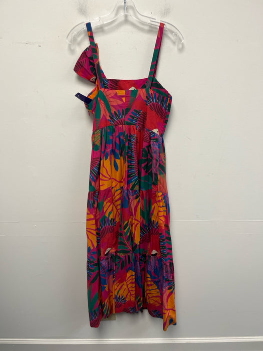 Farm Rio Size S Magenta Pink & Multi Cotton Sleeveless Flora & Fauna Dress