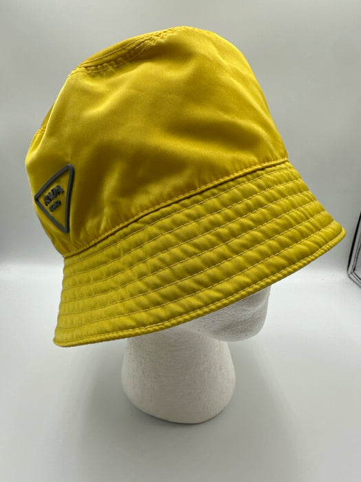 Prada Yellow Nylon Logo Water Resistant Bucket Hat